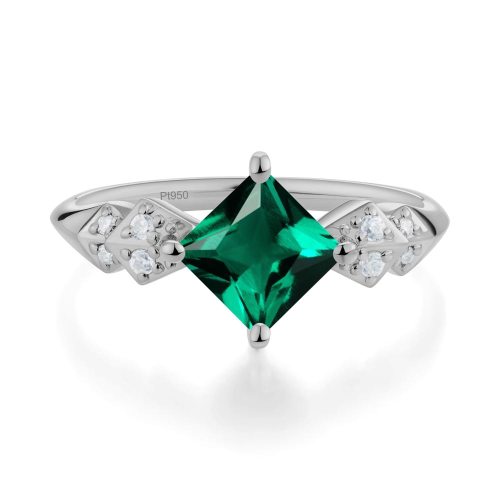 Square Emerald Engagement Ring - LUO Jewelry #metal_platinum
