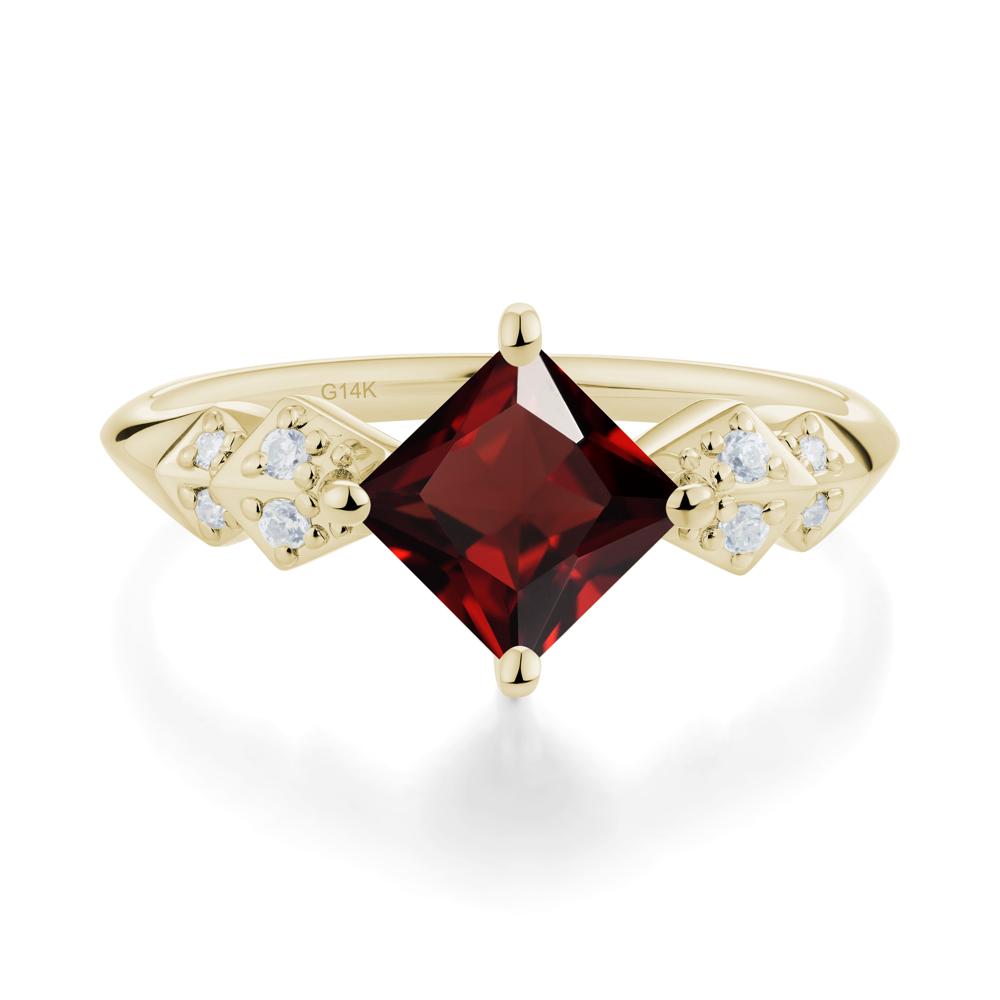 Square Garnet Engagement Ring - LUO Jewelry #metal_14k yellow gold