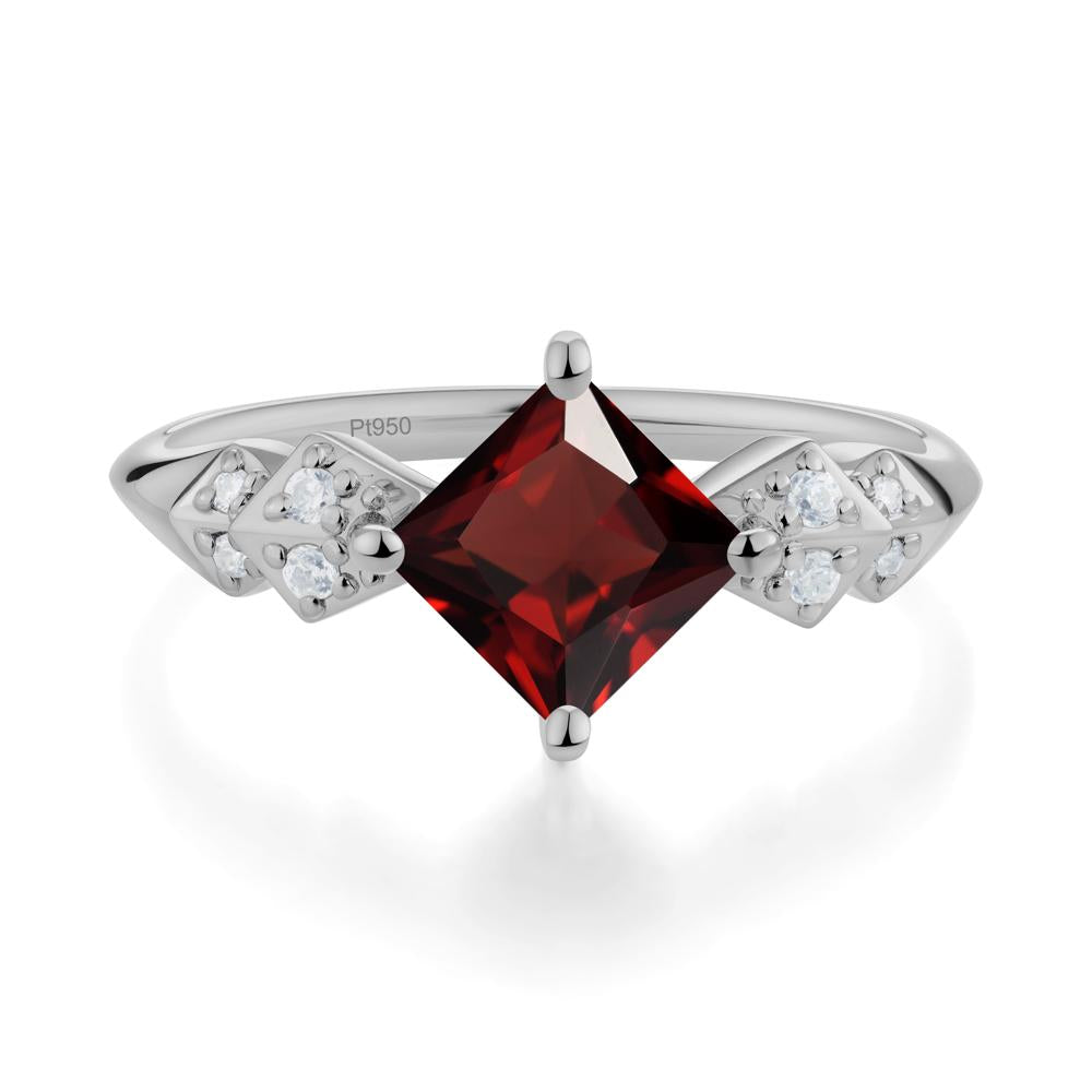 Square Garnet Engagement Ring - LUO Jewelry #metal_platinum
