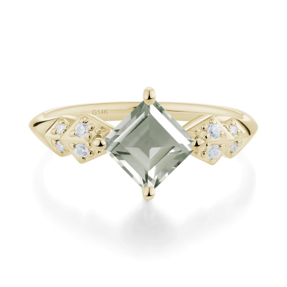 Square Green Amethyst Engagement Ring - LUO Jewelry #metal_14k yellow gold
