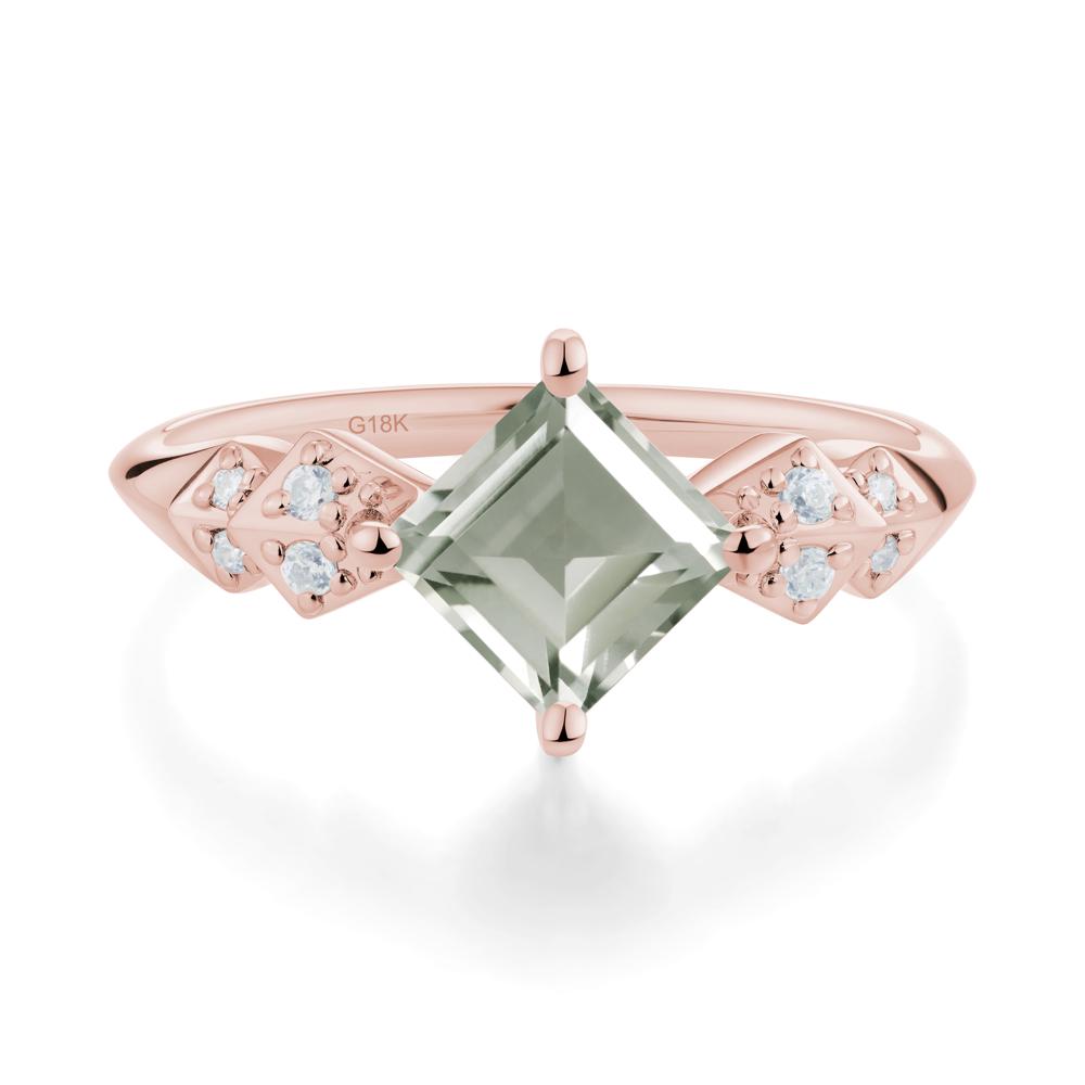 Square Green Amethyst Engagement Ring - LUO Jewelry #metal_18k rose gold