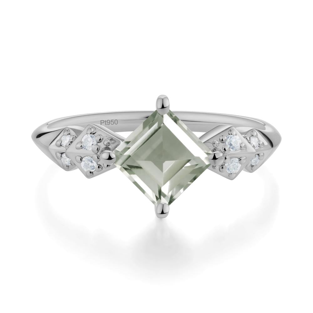 Square Green Amethyst Engagement Ring - LUO Jewelry #metal_platinum