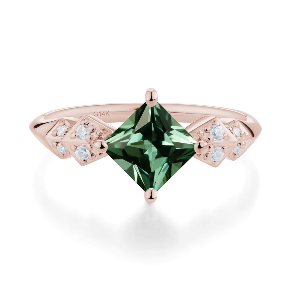 Square Green Sapphire Engagement Ring - LUO Jewelry #metal_14k rose gold