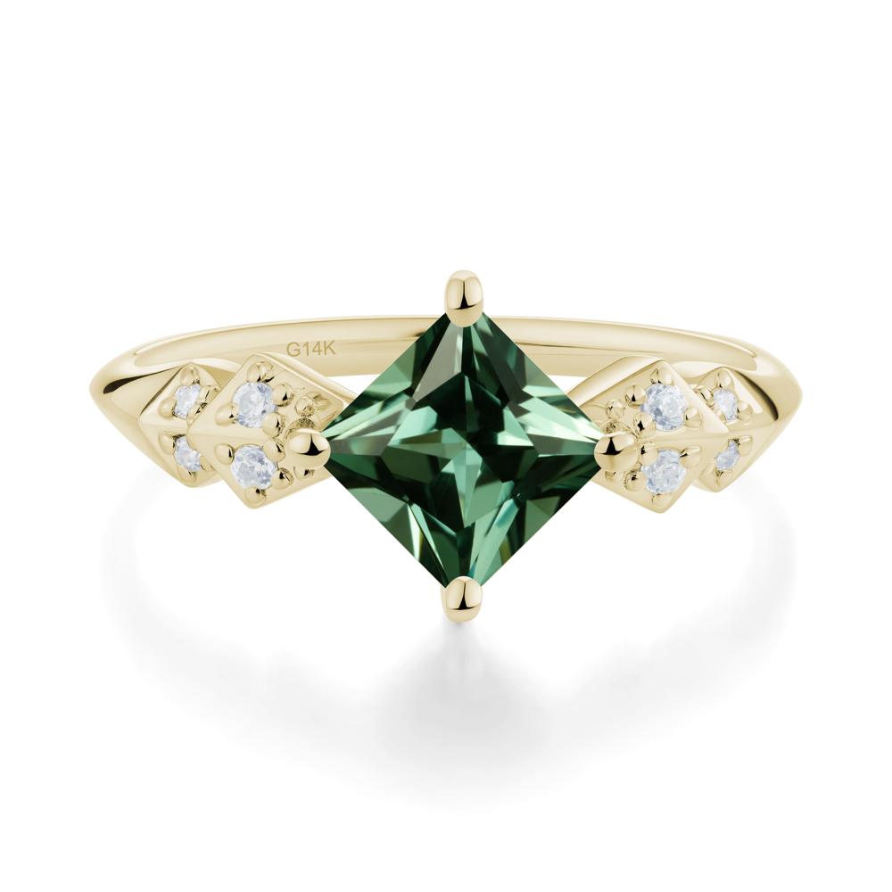 Square Green Sapphire Engagement Ring - LUO Jewelry #metal_14k yellow gold