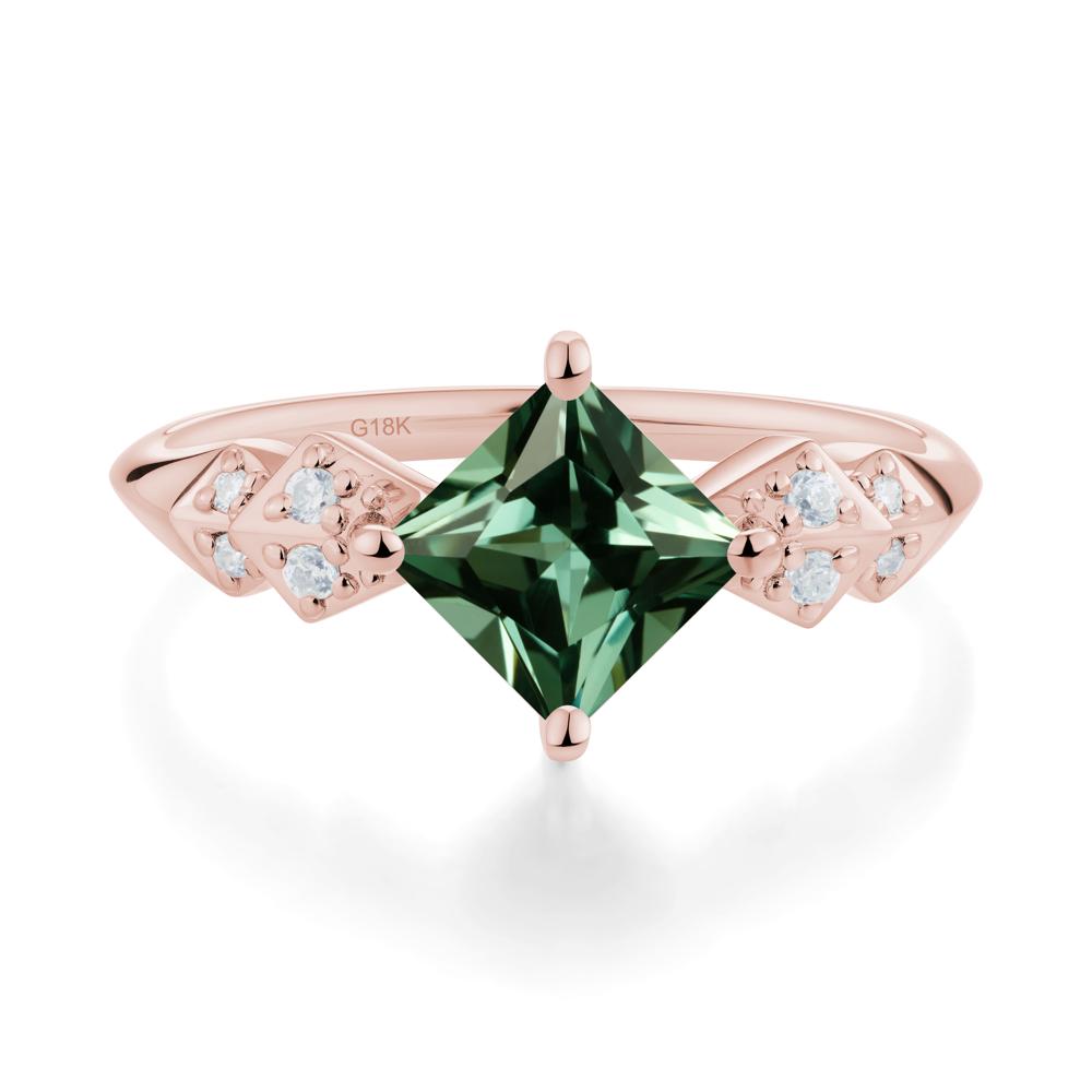 Square Green Sapphire Engagement Ring - LUO Jewelry #metal_18k rose gold