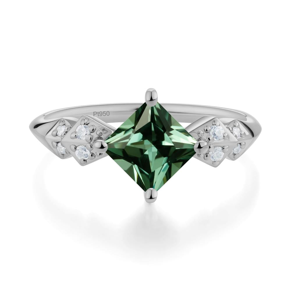 Square Green Sapphire Engagement Ring - LUO Jewelry #metal_platinum