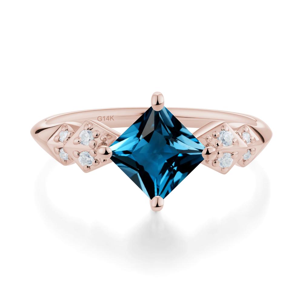 Square London Blue Topaz Engagement Ring - LUO Jewelry #metal_14k rose gold