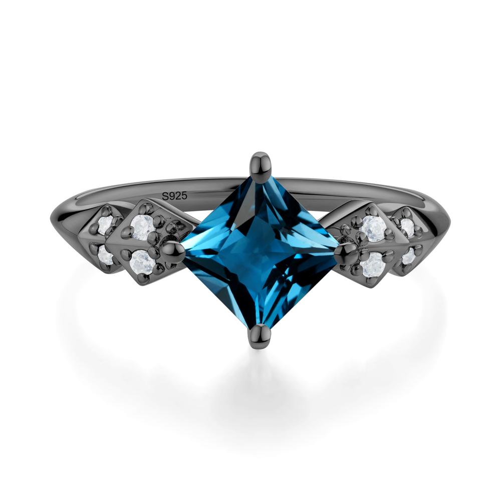 Square London Blue Topaz Engagement Ring - LUO Jewelry #metal_black finish sterling silver