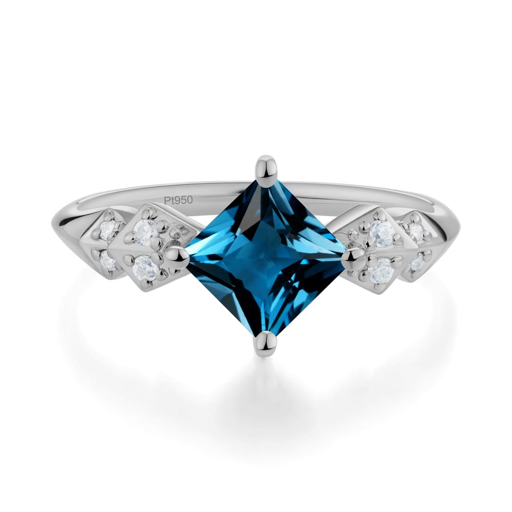 Square London Blue Topaz Engagement Ring - LUO Jewelry #metal_platinum