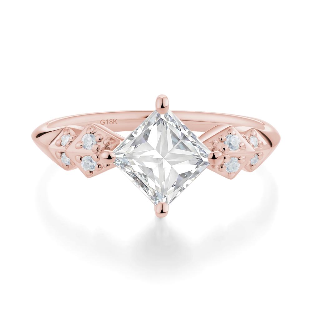Square Moissanite Engagement Ring - LUO Jewelry #metal_18k rose gold