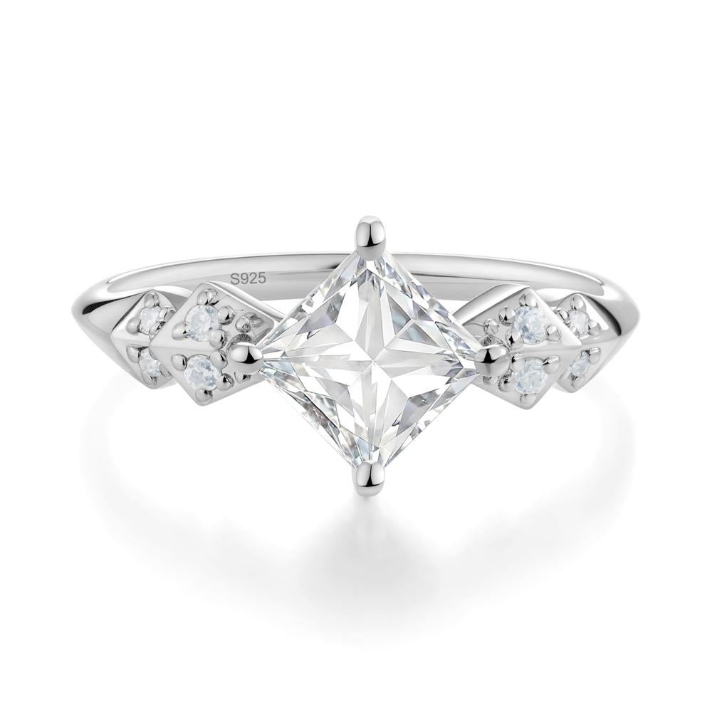 Square Moissanite Engagement Ring - LUO Jewelry #metal_sterling silver