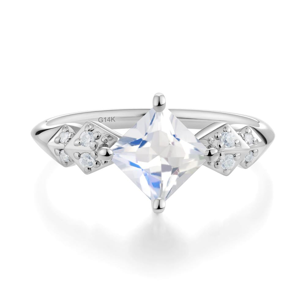 Square Moonstone Engagement Ring - LUO Jewelry #metal_14k white gold