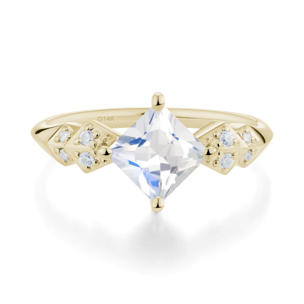 Square Moonstone Engagement Ring - LUO Jewelry #metal_14k yellow gold