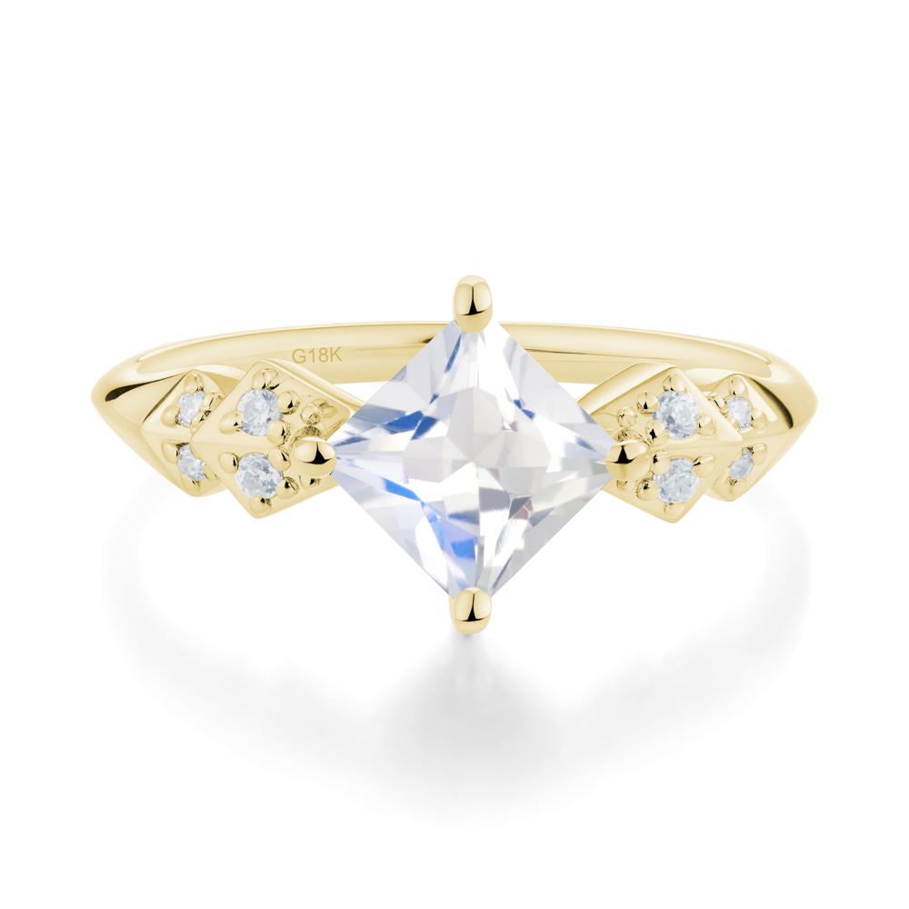 Square Moonstone Engagement Ring - LUO Jewelry #metal_18k yellow gold