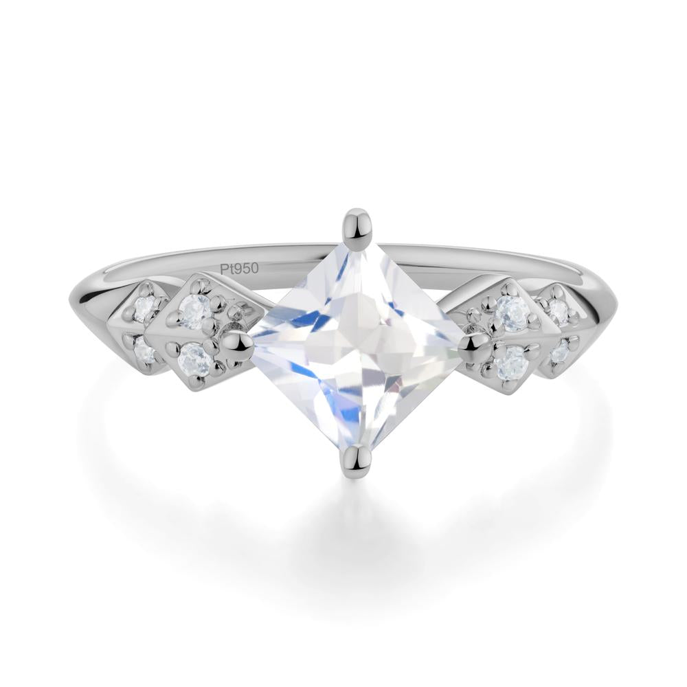 Square Moonstone Engagement Ring - LUO Jewelry #metal_platinum