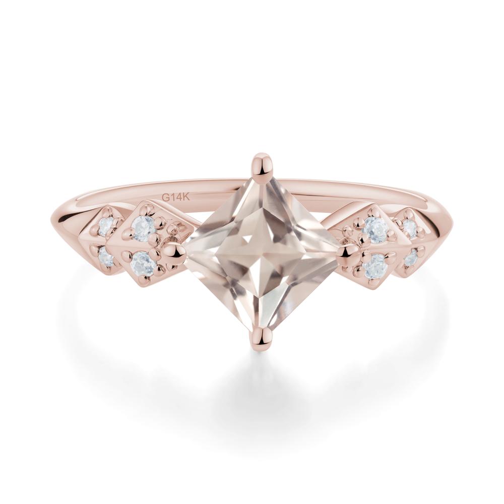 Square Morganite Engagement Ring - LUO Jewelry #metal_14k rose gold