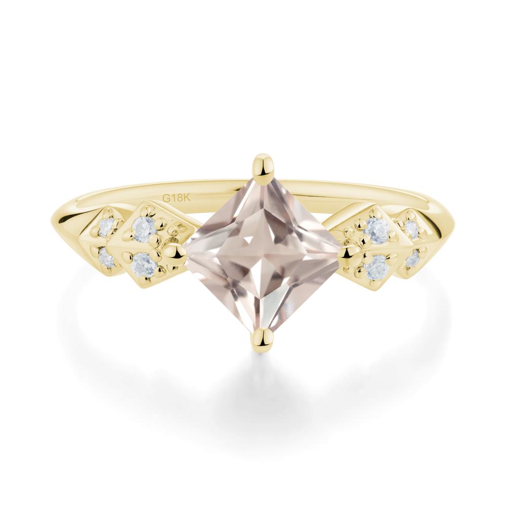 Square Morganite Engagement Ring - LUO Jewelry #metal_18k yellow gold