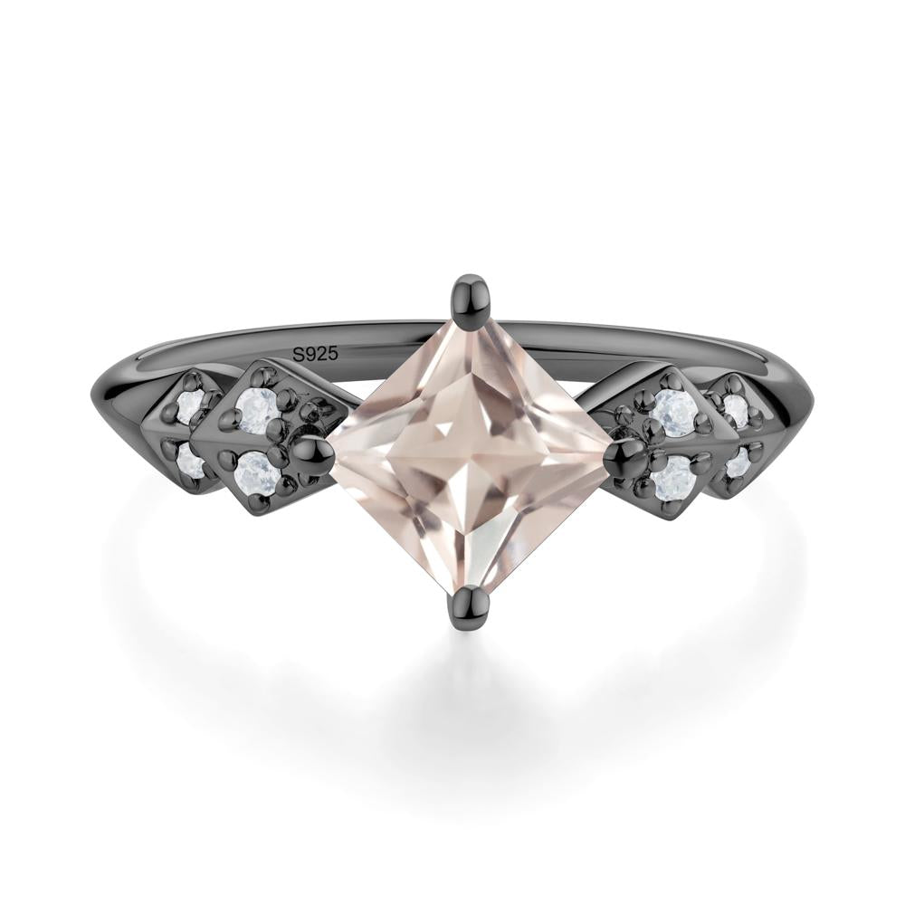 Square Morganite Engagement Ring - LUO Jewelry #metal_black finish sterling silver