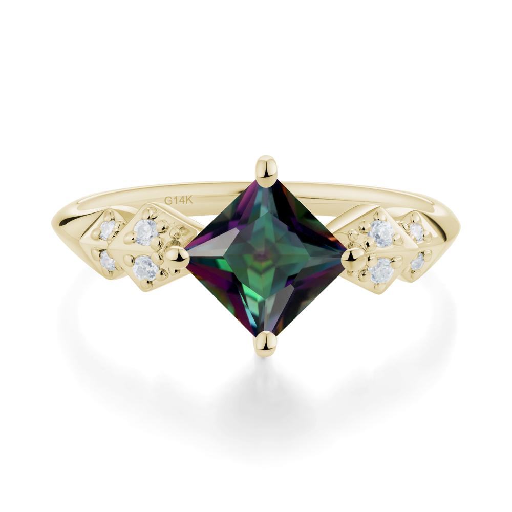 Square Mystic Topaz Engagement Ring - LUO Jewelry #metal_14k yellow gold
