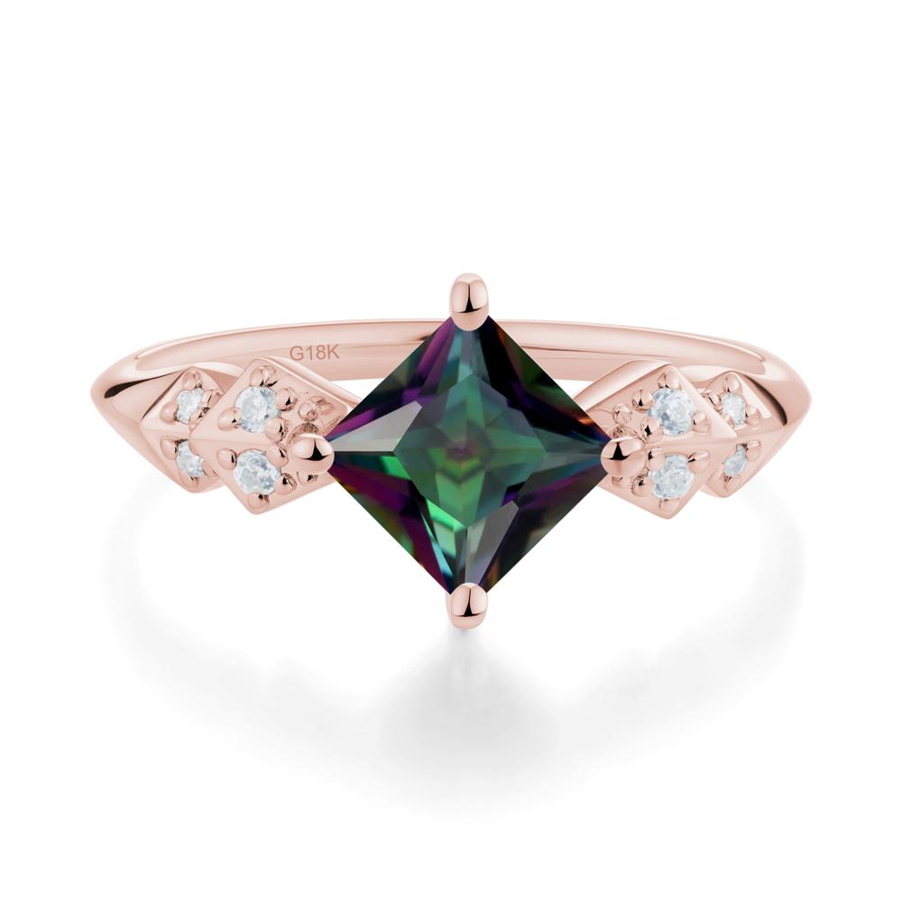 Square Mystic Topaz Engagement Ring - LUO Jewelry #metal_18k rose gold