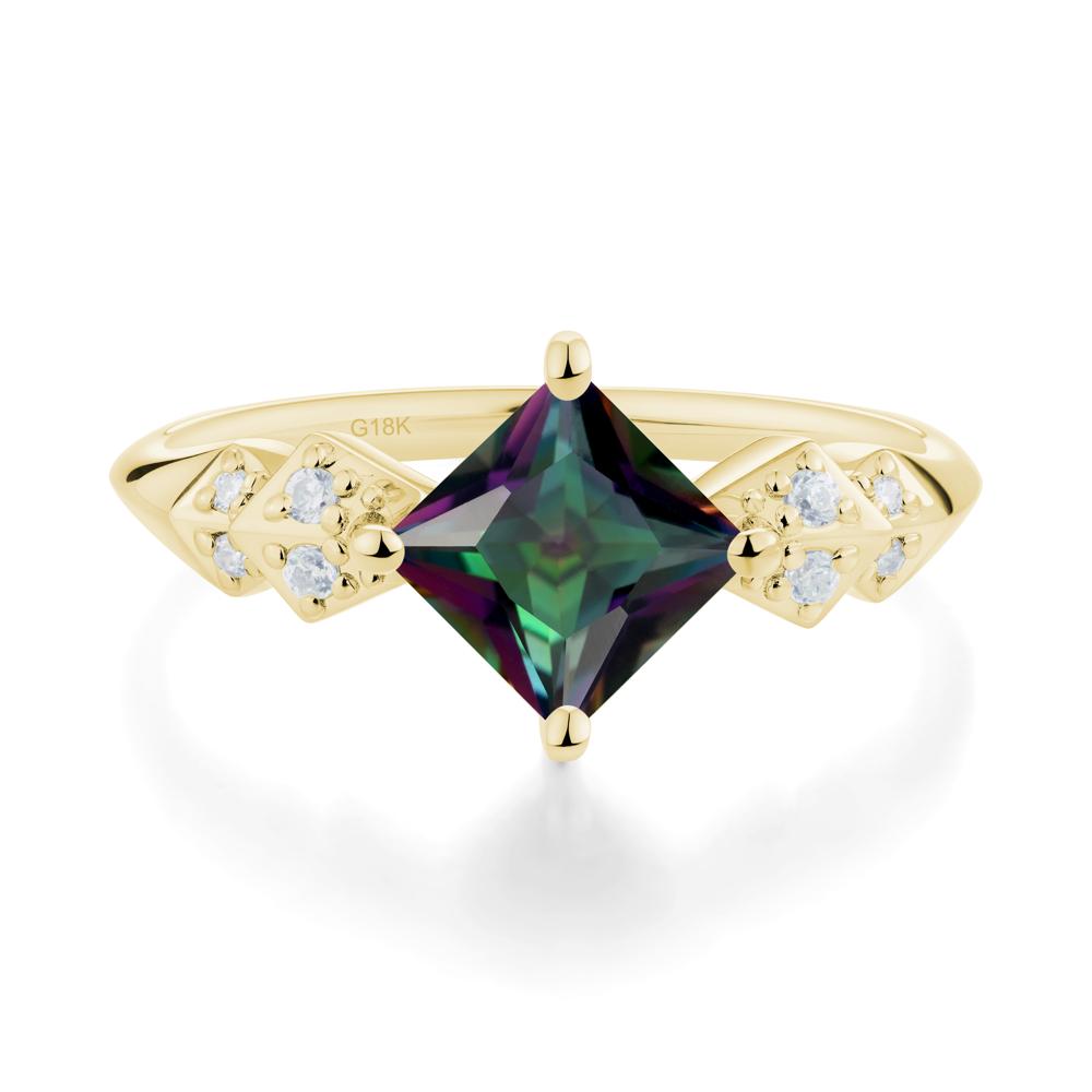 Square Mystic Topaz Engagement Ring - LUO Jewelry #metal_18k yellow gold