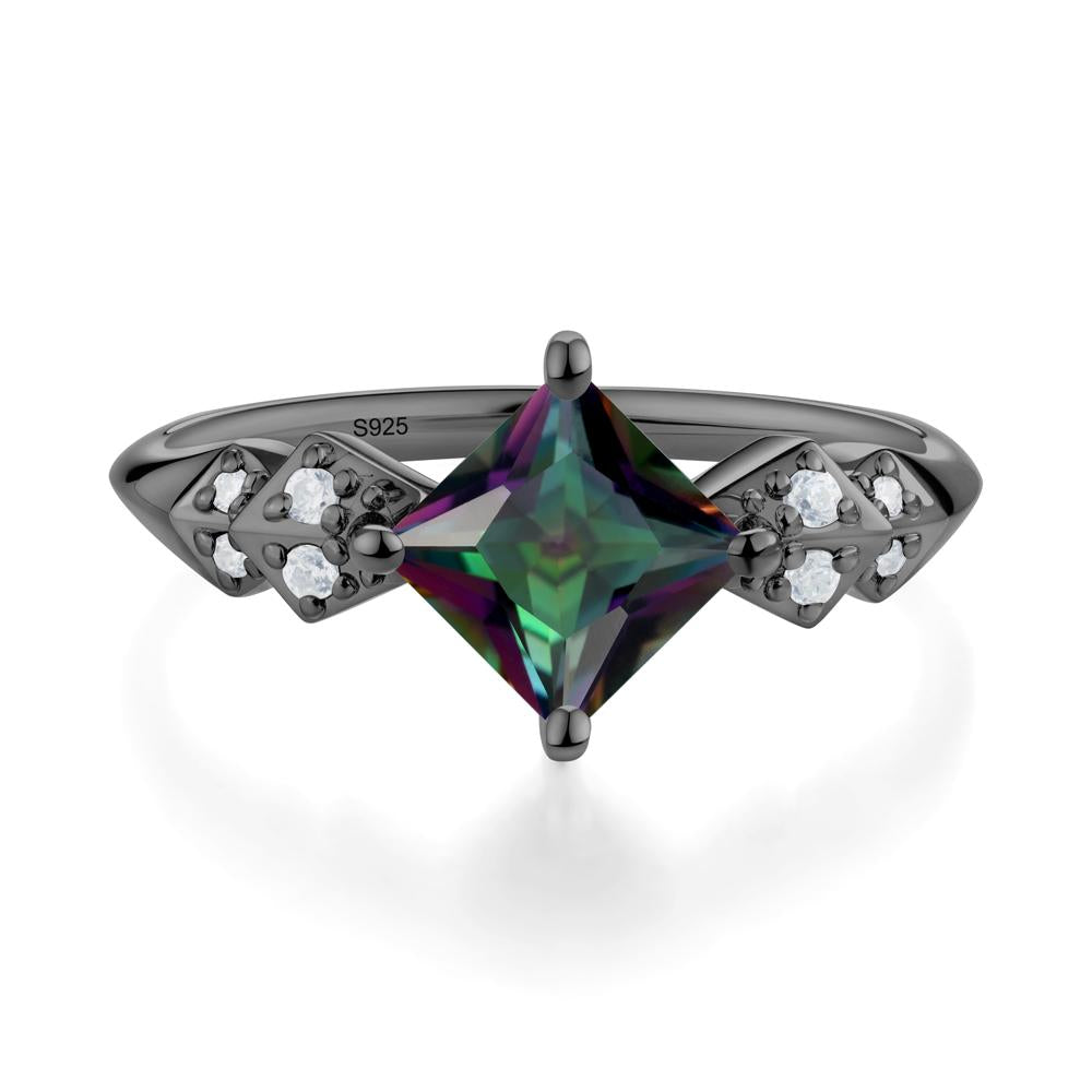 Square Mystic Topaz Engagement Ring - LUO Jewelry #metal_black finish sterling silver