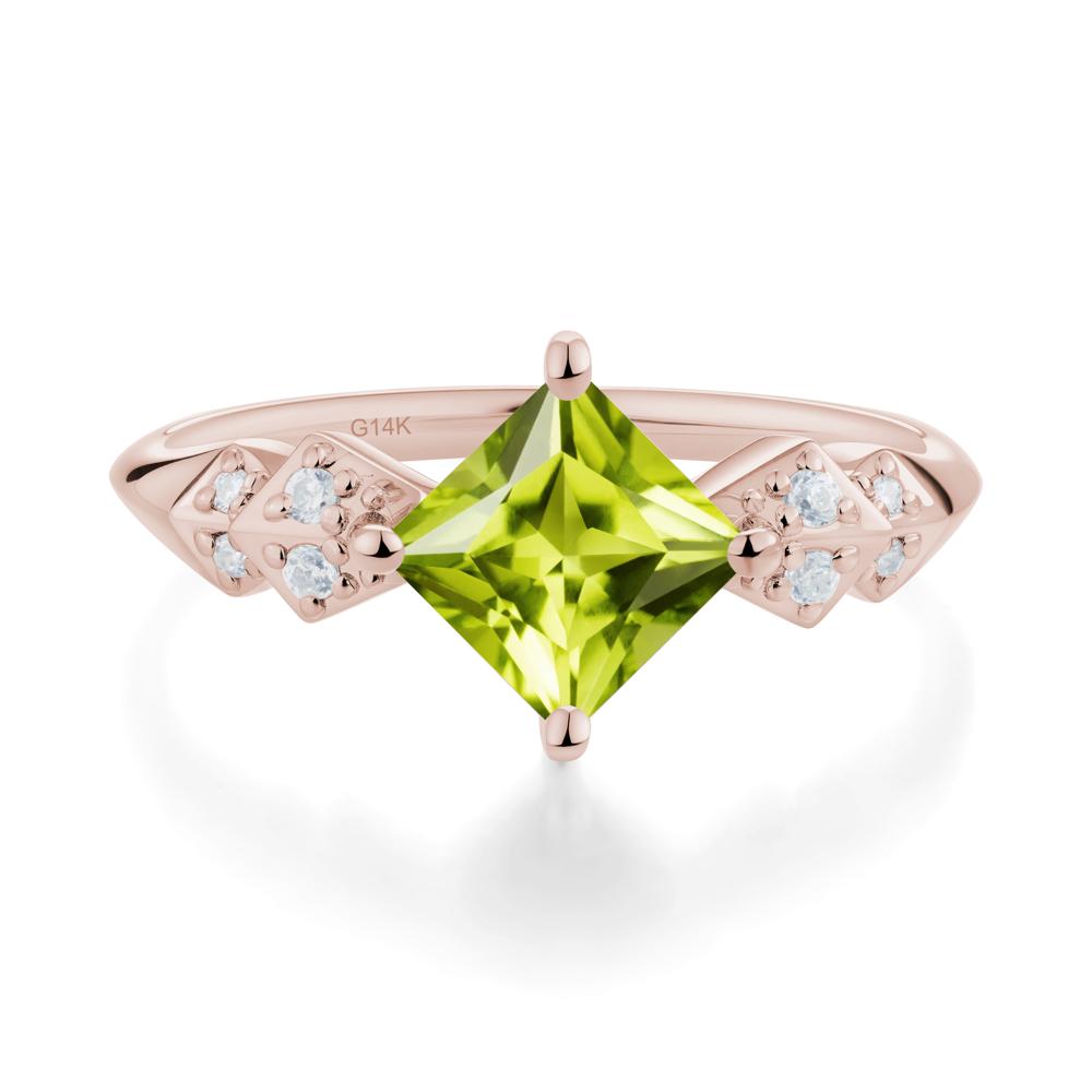 Square Peridot Engagement Ring - LUO Jewelry #metal_14k rose gold