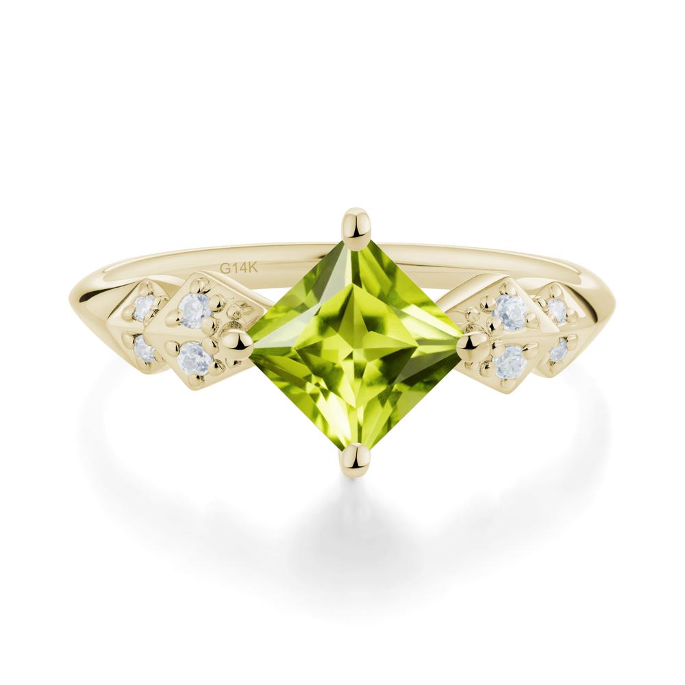 Square Peridot Engagement Ring - LUO Jewelry #metal_14k yellow gold