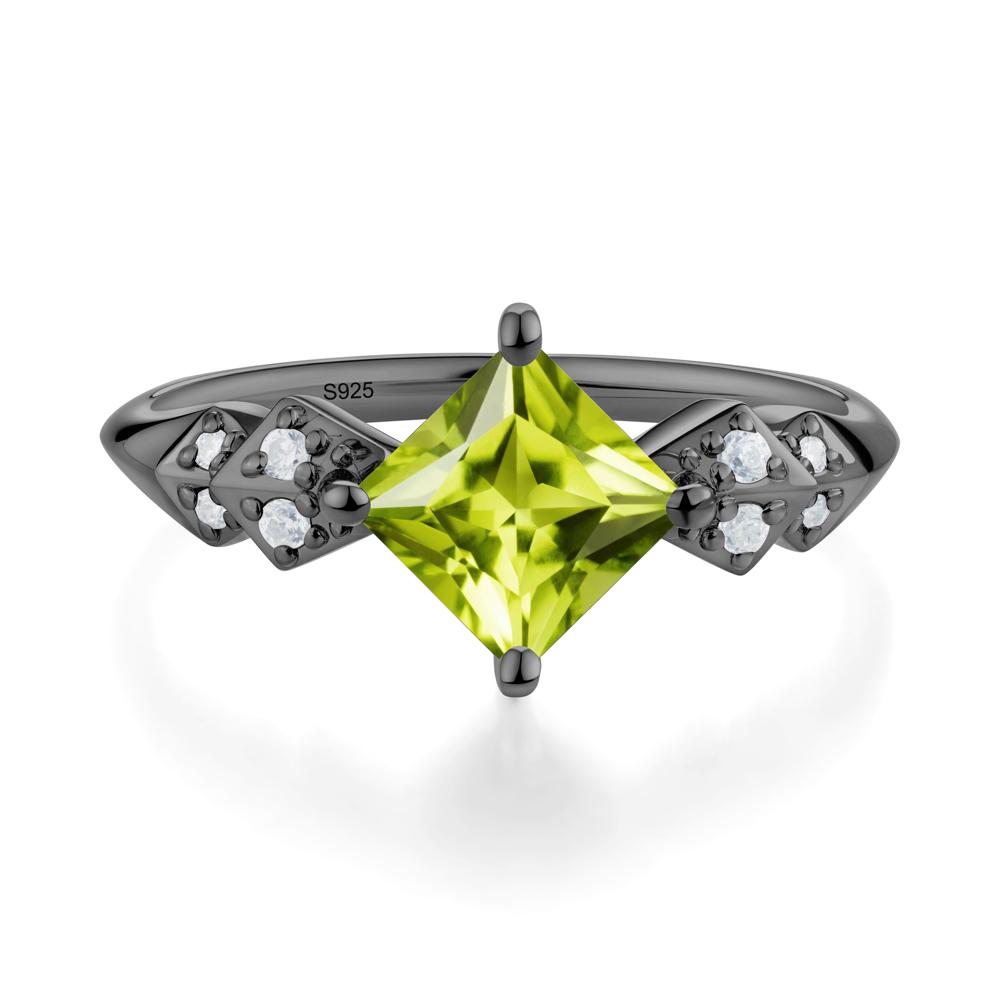 Square Peridot Engagement Ring - LUO Jewelry #metal_black finish sterling silver