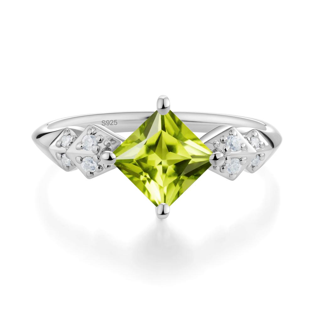 Square Peridot Engagement Ring - LUO Jewelry #metal_sterling silver