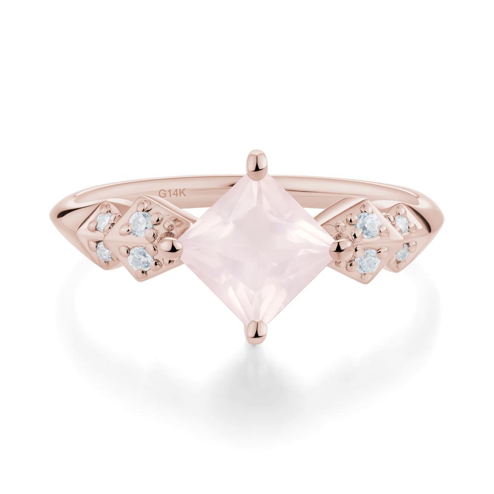 Square Rose Quartz Engagement Ring - LUO Jewelry #metal_14k rose gold