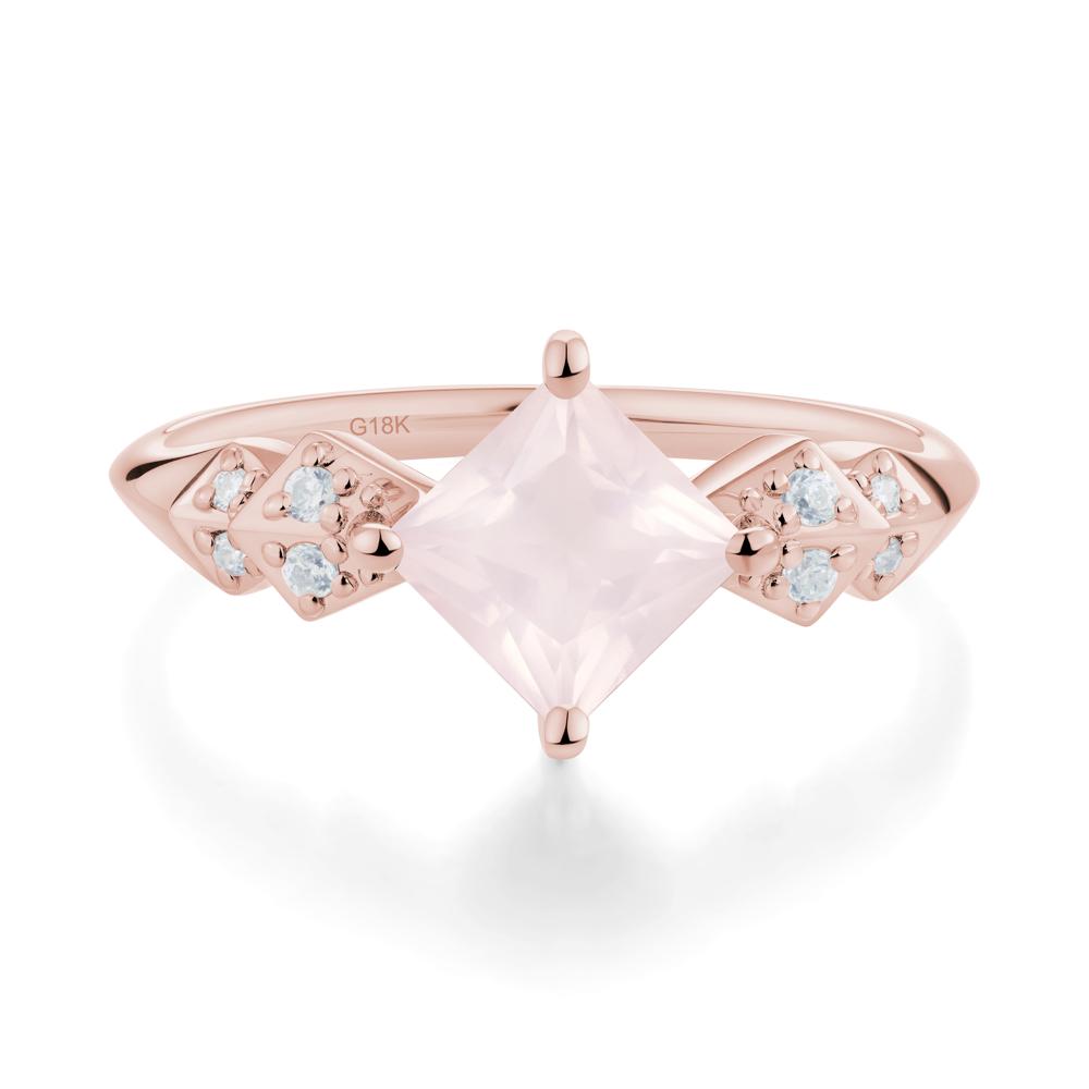 Square Rose Quartz Engagement Ring - LUO Jewelry #metal_18k rose gold