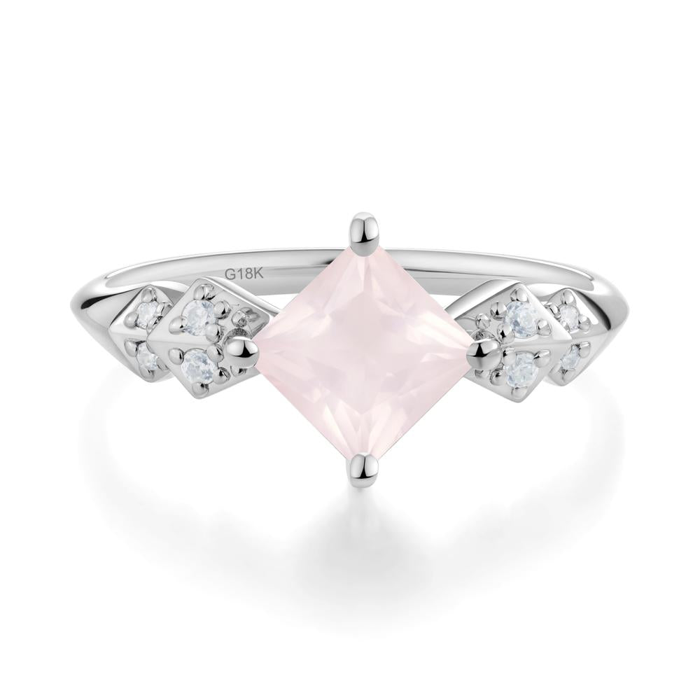 Square Rose Quartz Engagement Ring - LUO Jewelry #metal_18k white gold