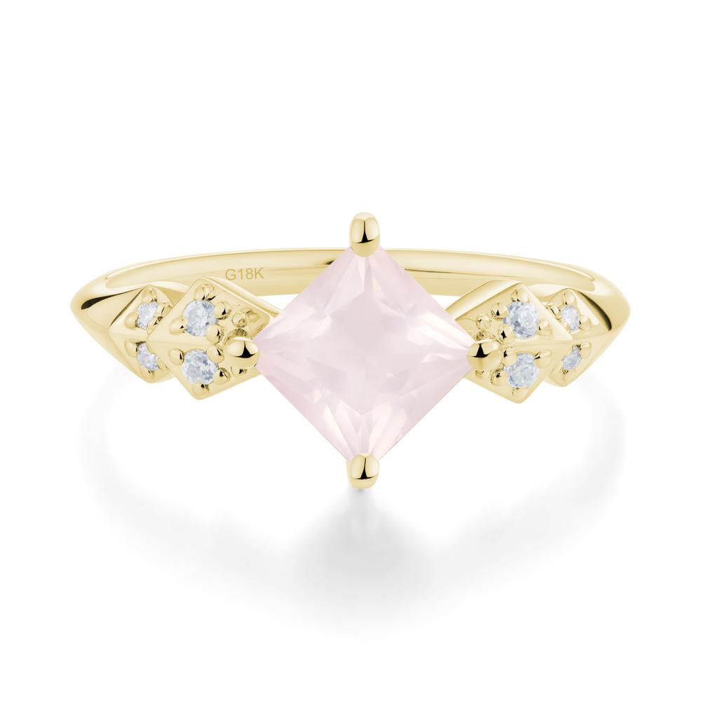 Square Rose Quartz Engagement Ring - LUO Jewelry #metal_18k yellow gold