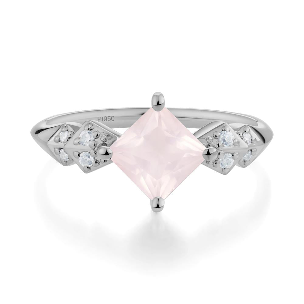 Square Rose Quartz Engagement Ring - LUO Jewelry #metal_platinum