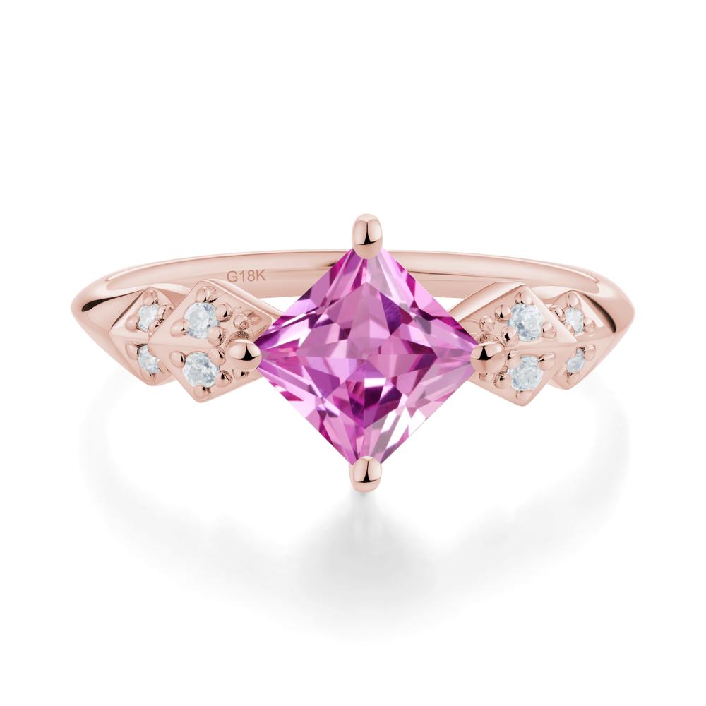 Square Pink Sapphire Engagement Ring - LUO Jewelry #metal_18k rose gold
