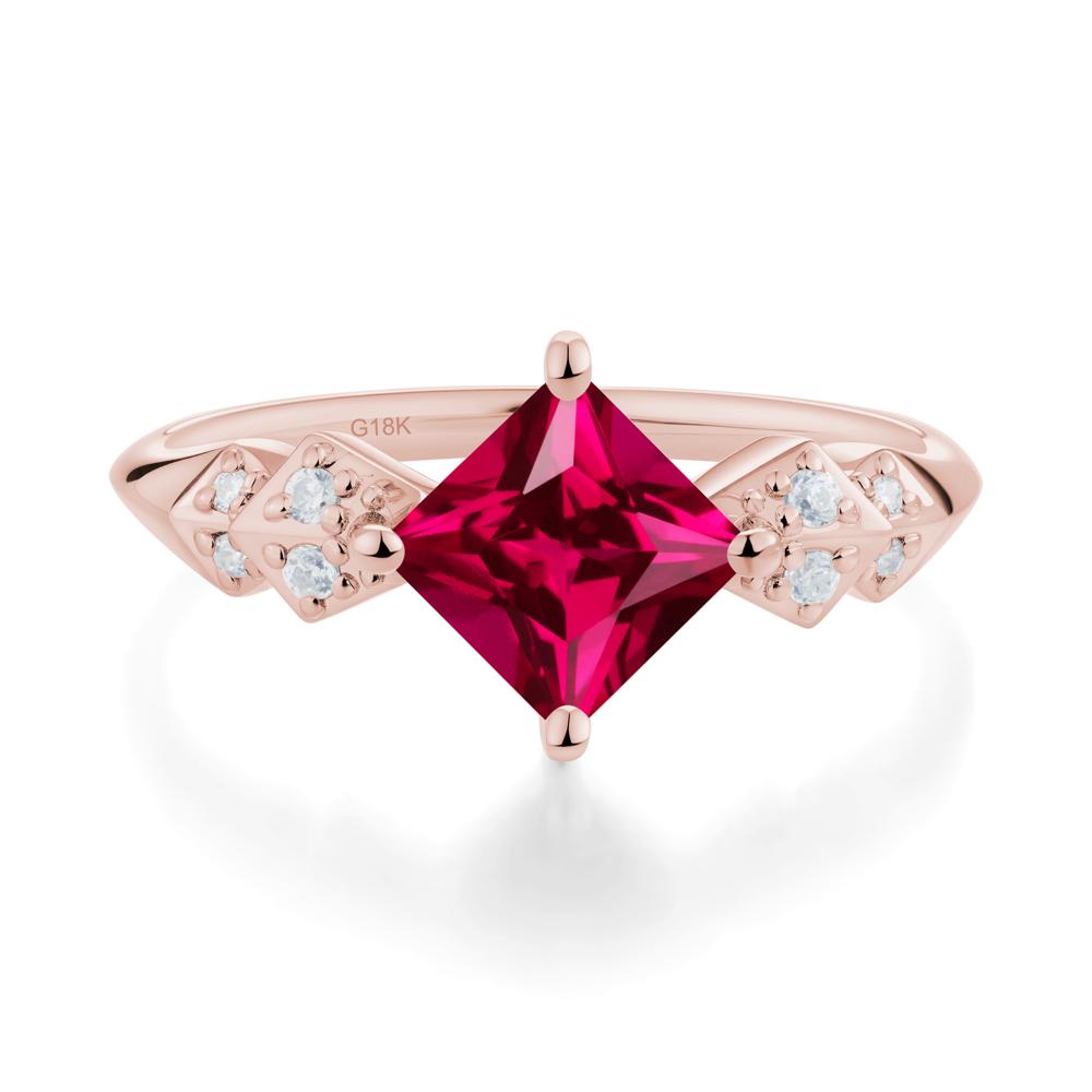 Square Ruby Engagement Ring - LUO Jewelry #metal_18k rose gold