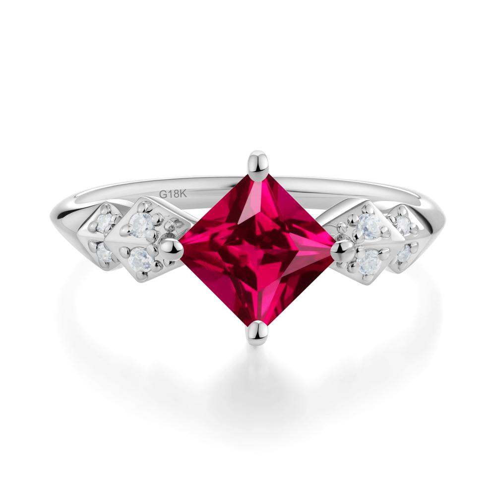 Square Ruby Engagement Ring - LUO Jewelry #metal_18k white gold