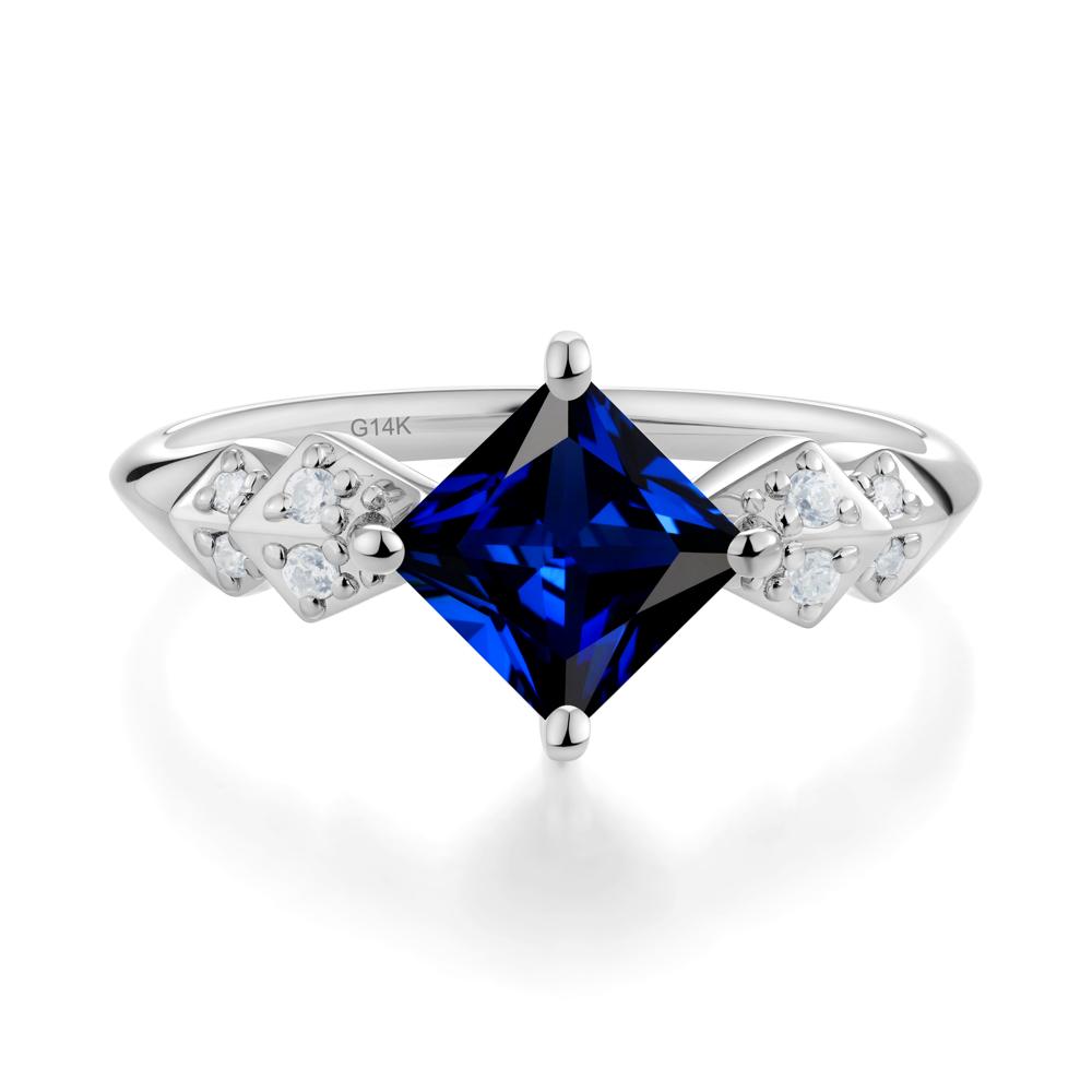 Square Sapphire Engagement Ring - LUO Jewelry #metal_14k white gold