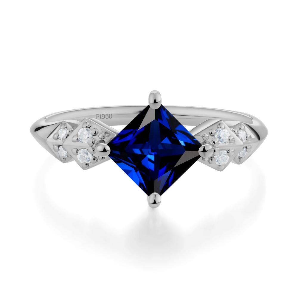 Square Sapphire Engagement Ring - LUO Jewelry #metal_platinum