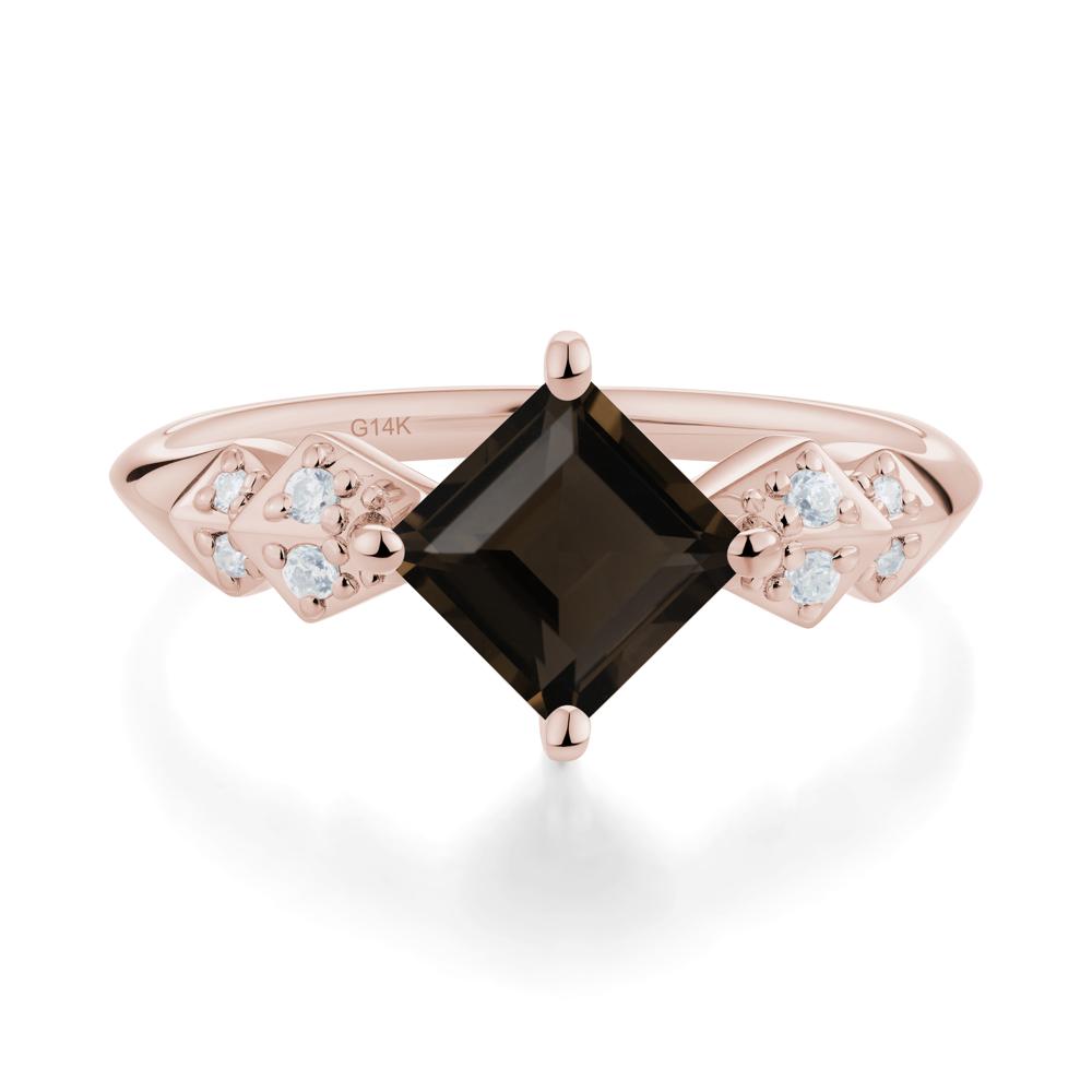 Square Smoky Quartz Engagement Ring - LUO Jewelry #metal_14k rose gold