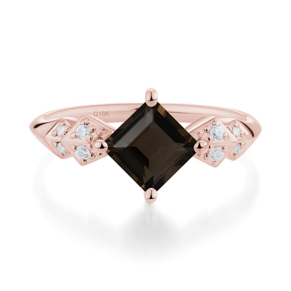 Square Smoky Quartz Engagement Ring - LUO Jewelry #metal_18k rose gold