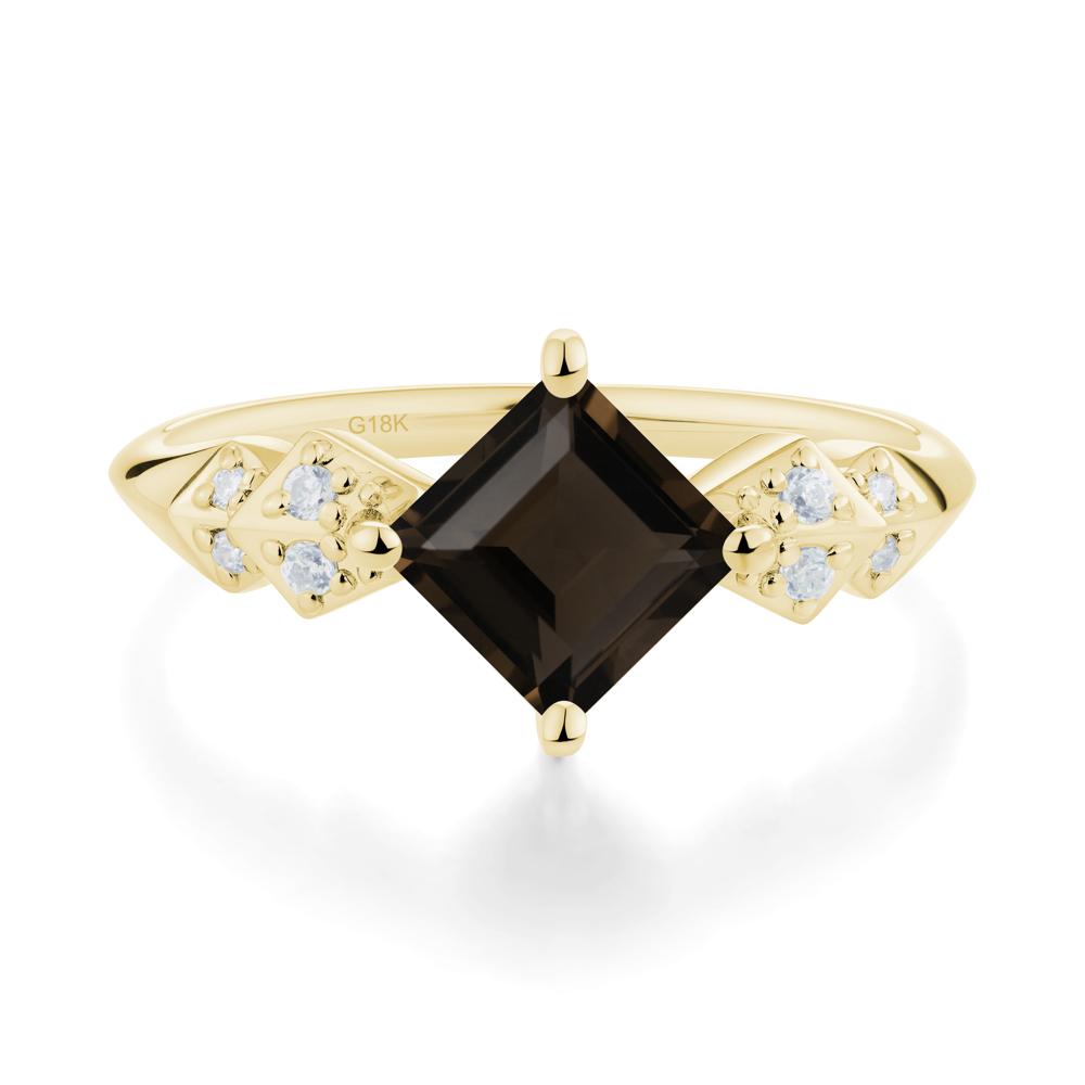 Square Smoky Quartz Engagement Ring - LUO Jewelry #metal_18k yellow gold