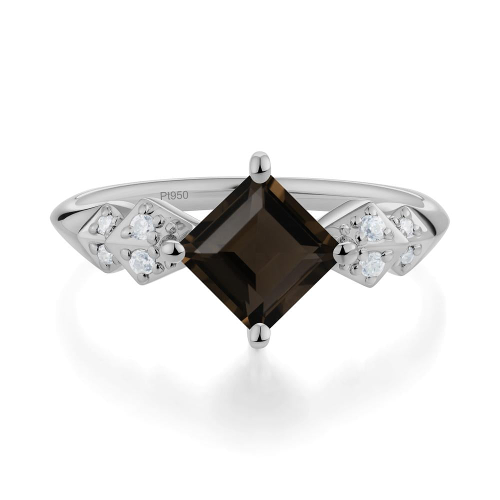 Square Smoky Quartz Engagement Ring - LUO Jewelry #metal_platinum