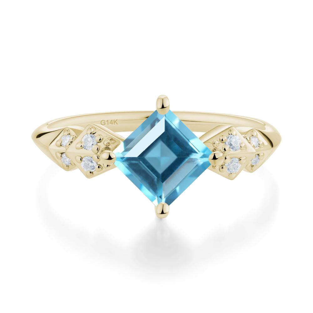 Square Swiss Blue Topaz Engagement Ring - LUO Jewelry #metal_14k yellow gold