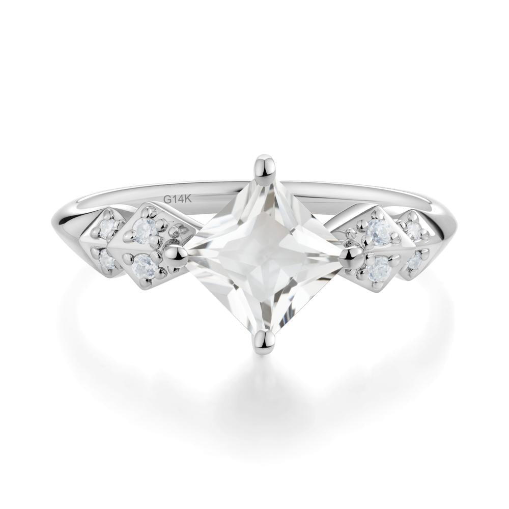 Square White Topaz Engagement Ring - LUO Jewelry #metal_14k white gold