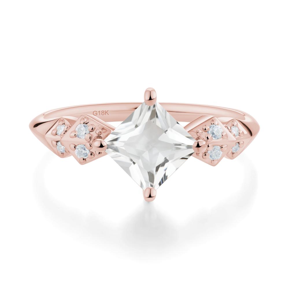Square White Topaz Engagement Ring - LUO Jewelry #metal_18k rose gold
