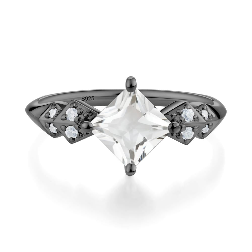Square White Topaz Engagement Ring - LUO Jewelry #metal_black finish sterling silver