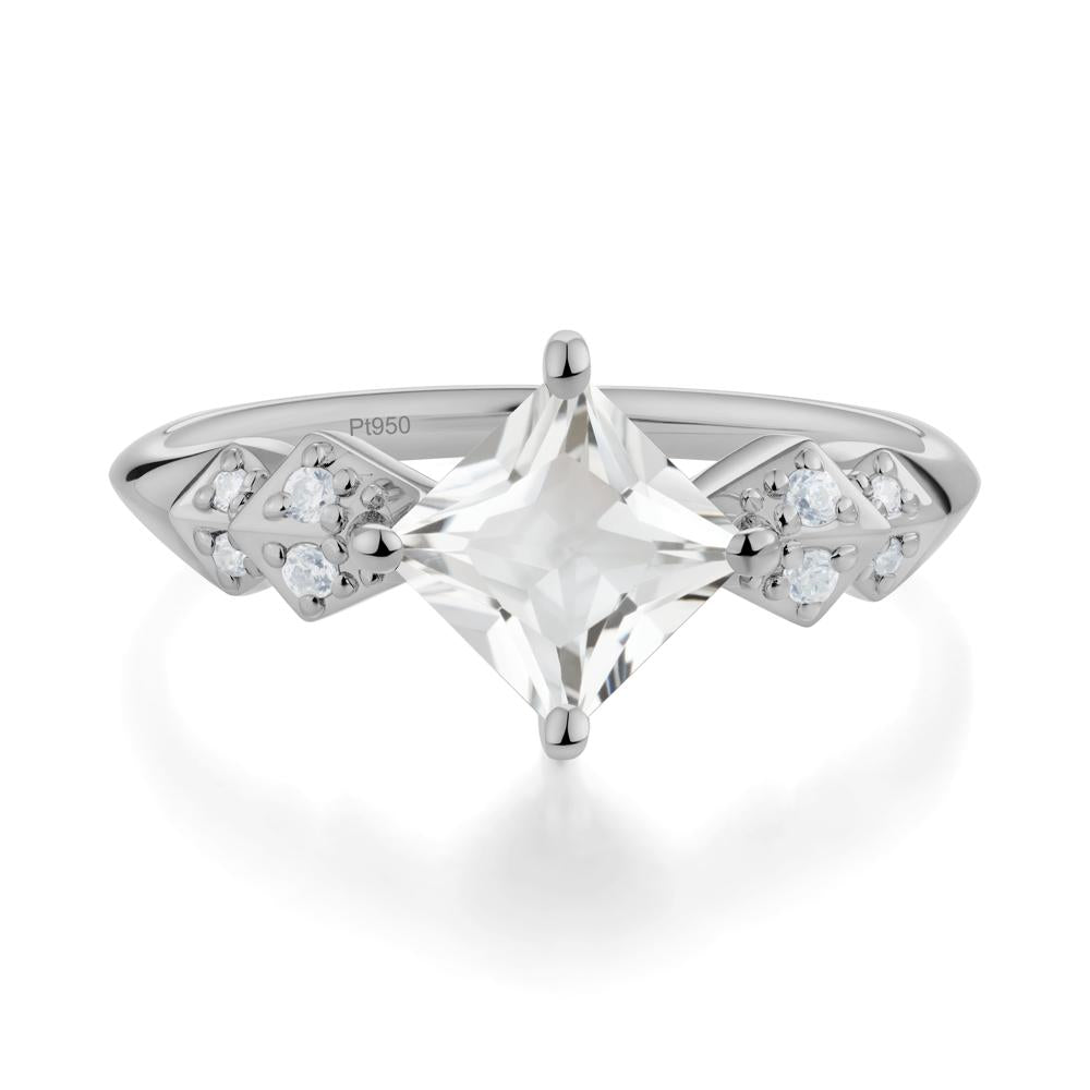 Square White Topaz Engagement Ring - LUO Jewelry #metal_platinum