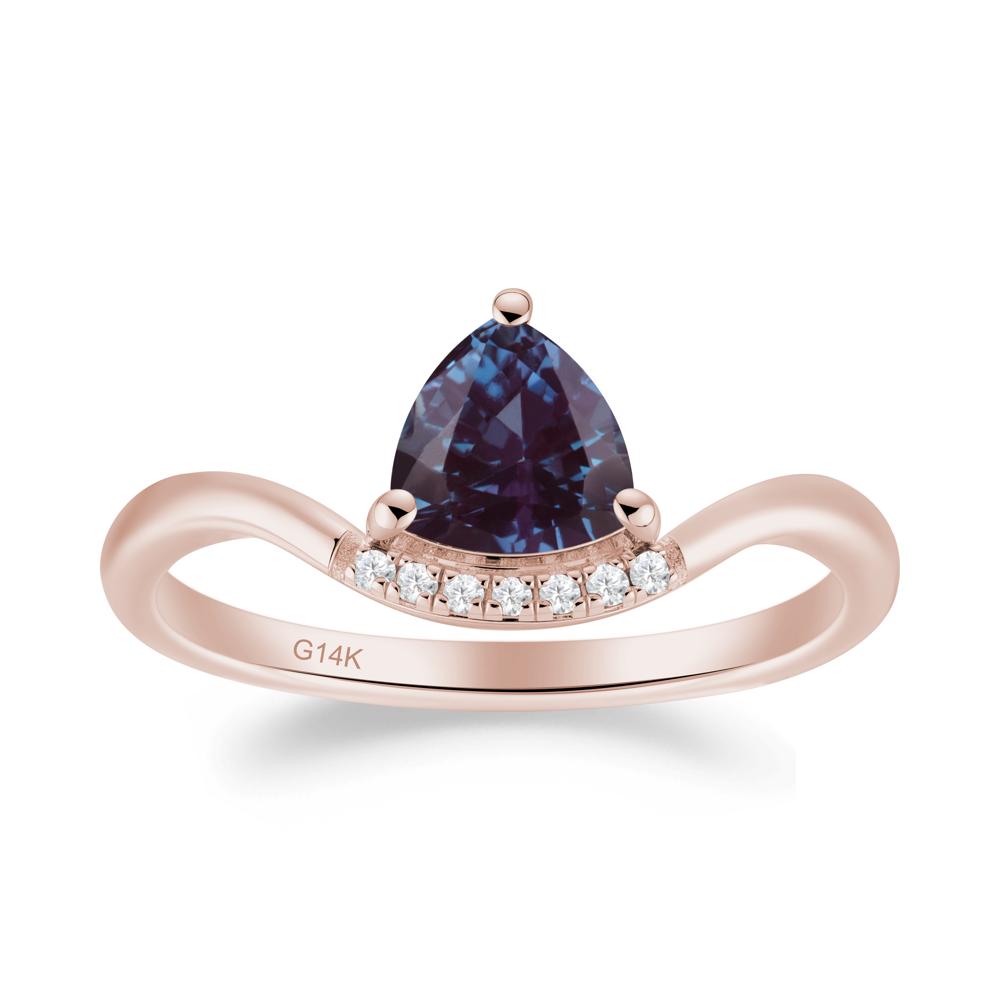 Unique Trilliant Cut Alexandrite Ring - LUO Jewelry #metal_14k rose gold